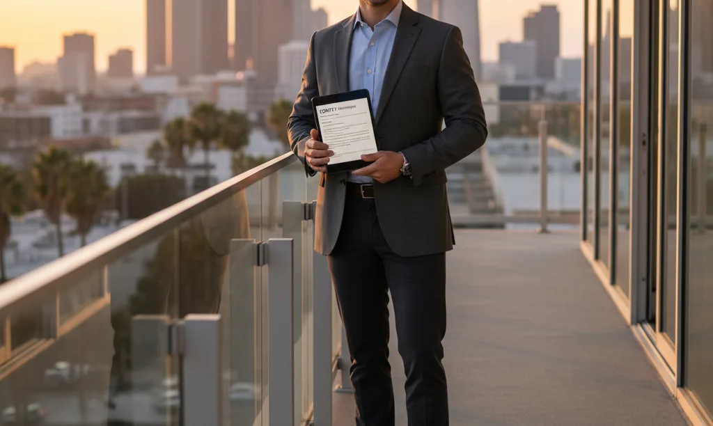 Investor on a Los Angeles co-living balcony.