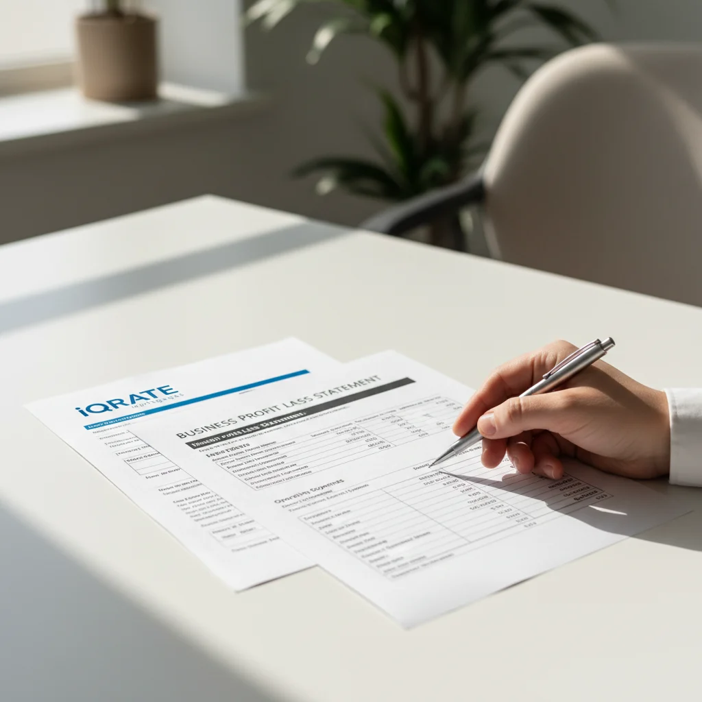 Underwriter reviewing financial documents for a mortgage
