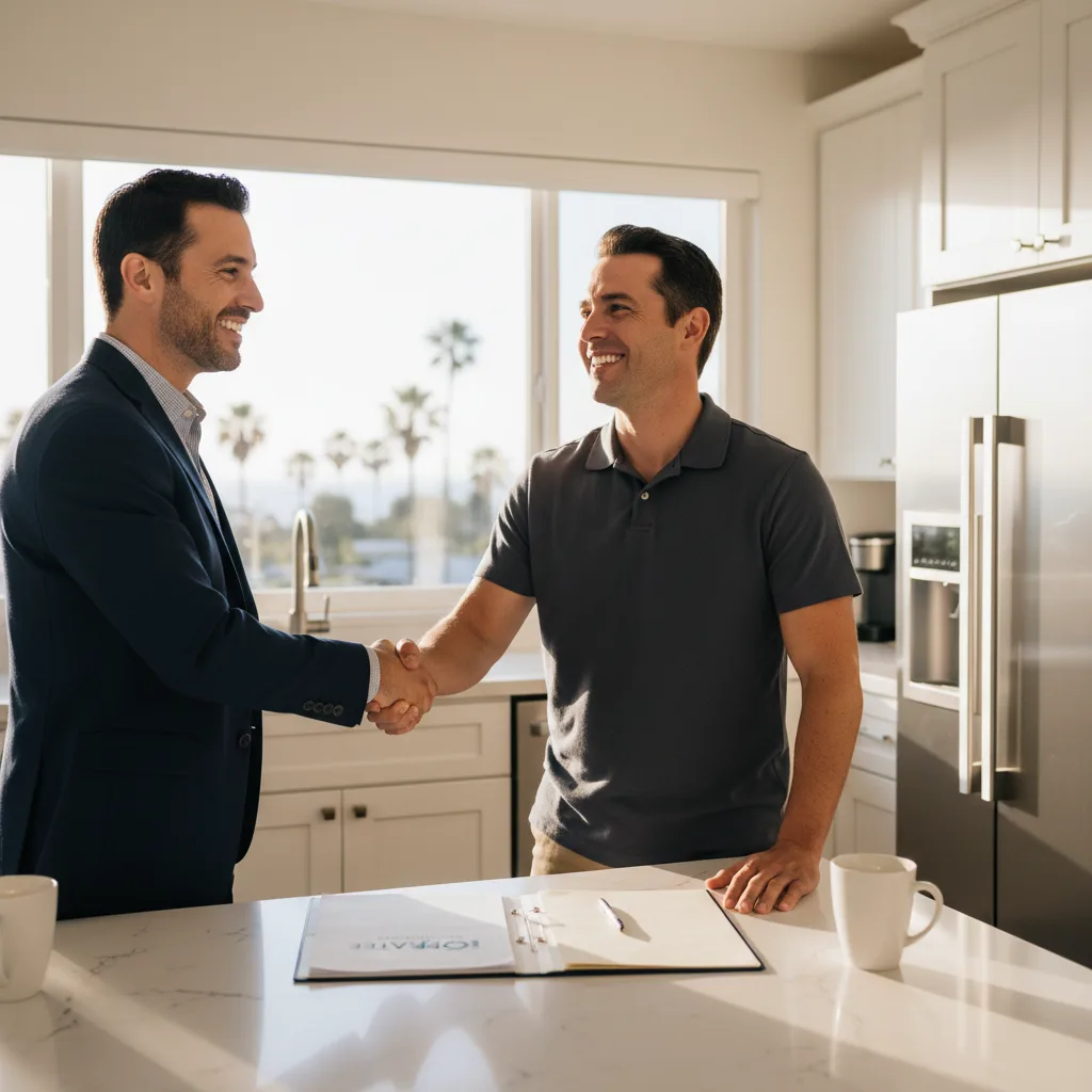 Reviewing a pre-approval letter during a home negotiation.
