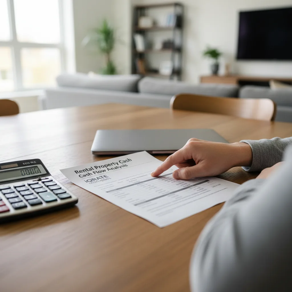 Calculator and house keys representing mortgage calculations for an investment property