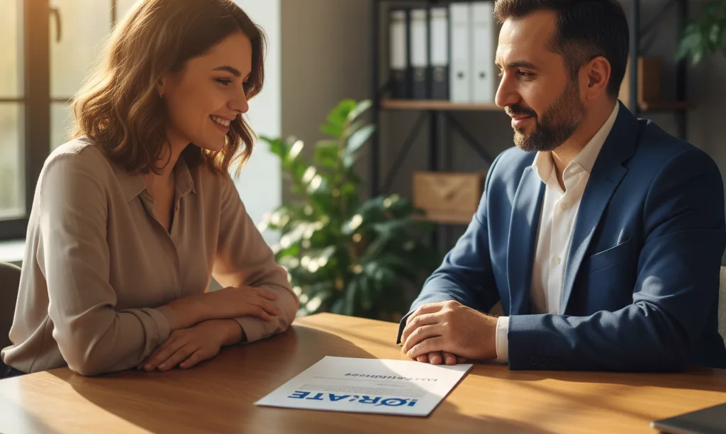 Loan officer discussing mortgage options with a couple.