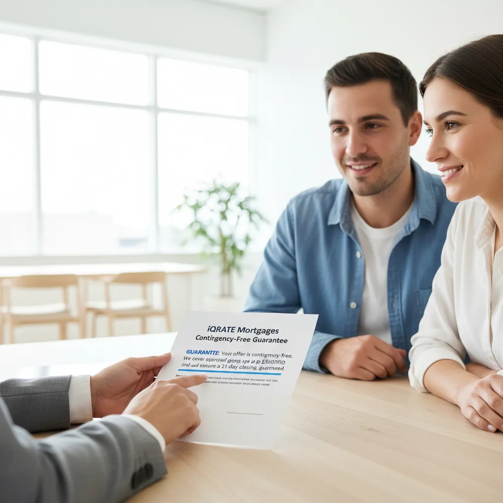 Mortgage documents and a pen, symbolizing a contingency-free guarantee.