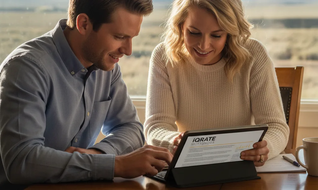 Couple in Reno reviewing iQRATE Mortgages documents.