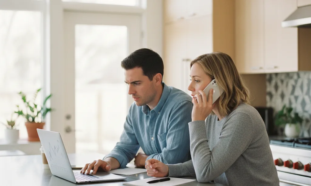 Couple discusses credit score drop during escrow.