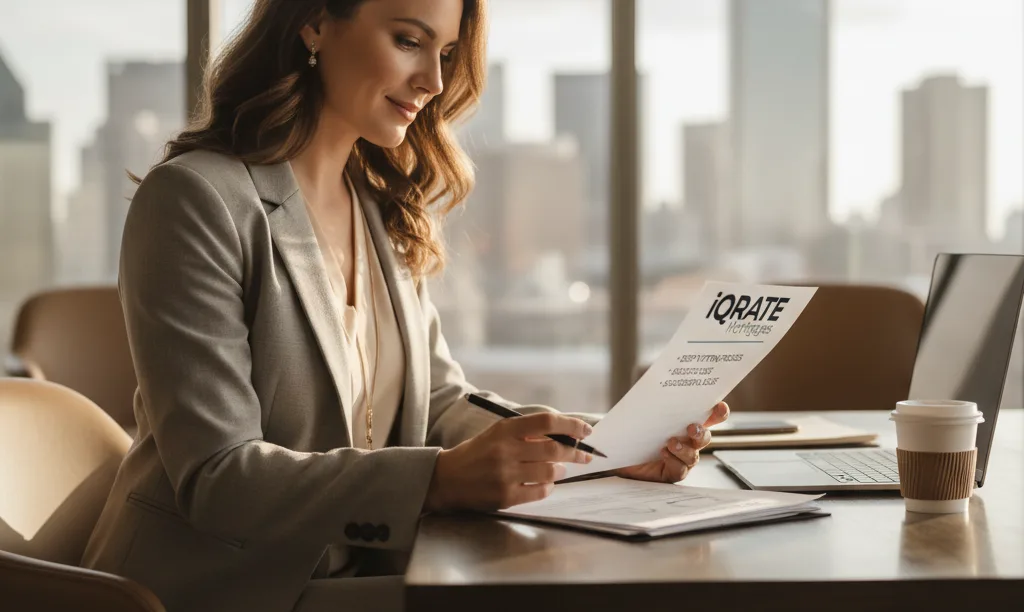 Texas realtor reviewing an iQRATE Mortgages document.