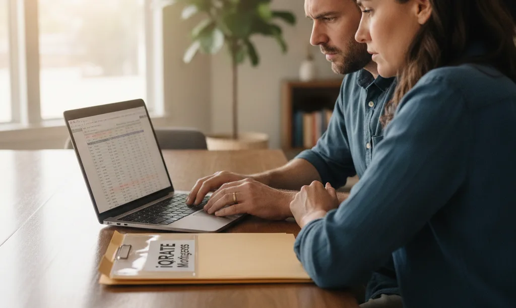 Couple seriously planning their mortgage in Texas.