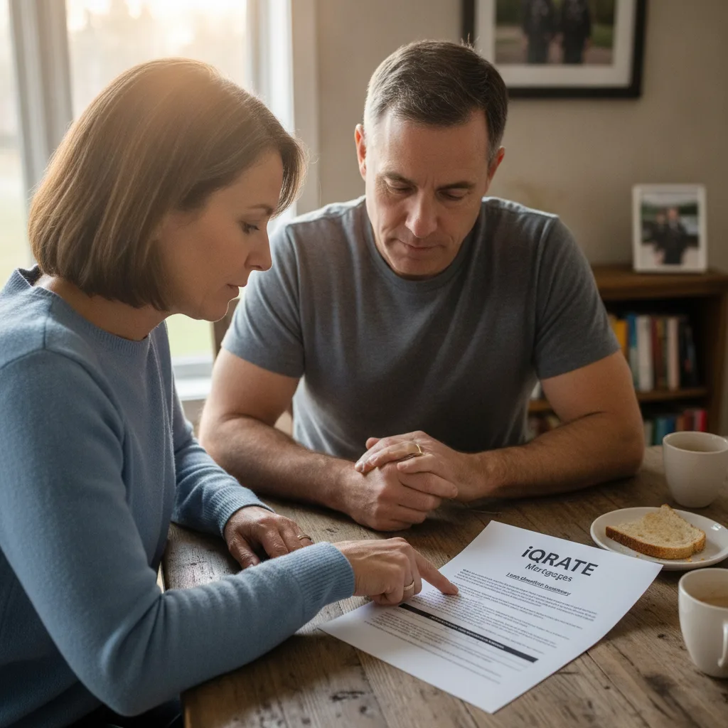 A family looking at a house, considering their options before or after military retirement.