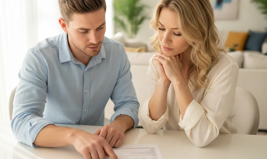 Couple reviewing true long-term mortgage costs.
