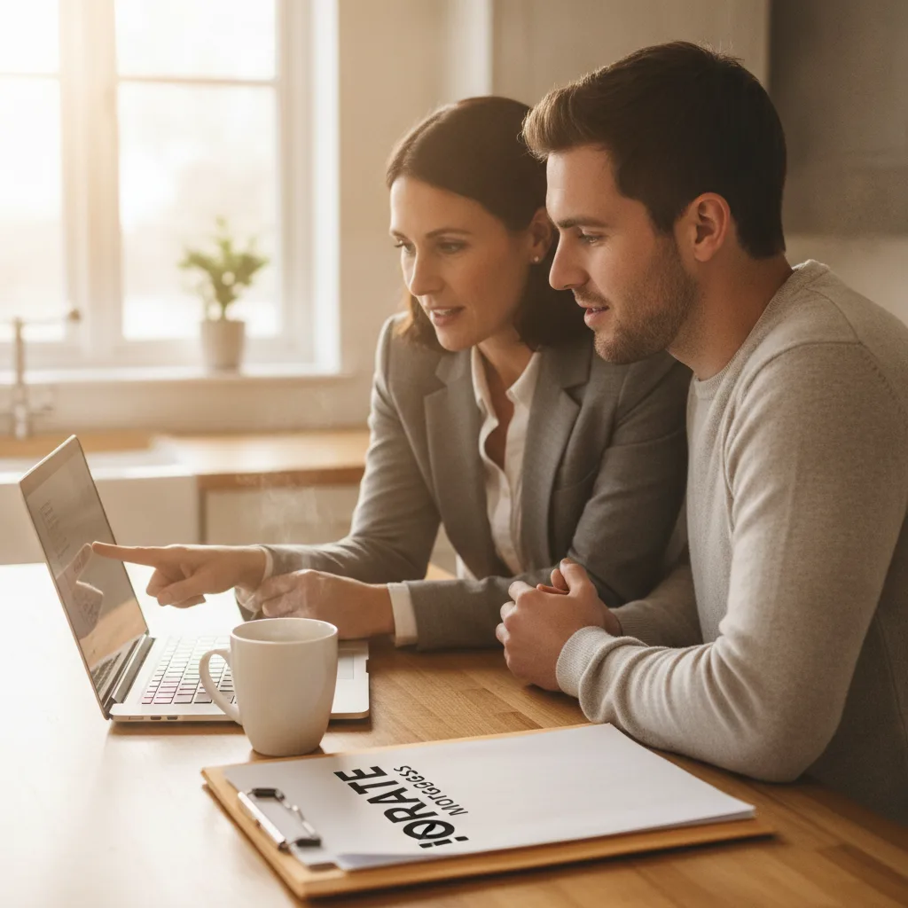 A mortgage advisor discussing a pre-approval with clients.