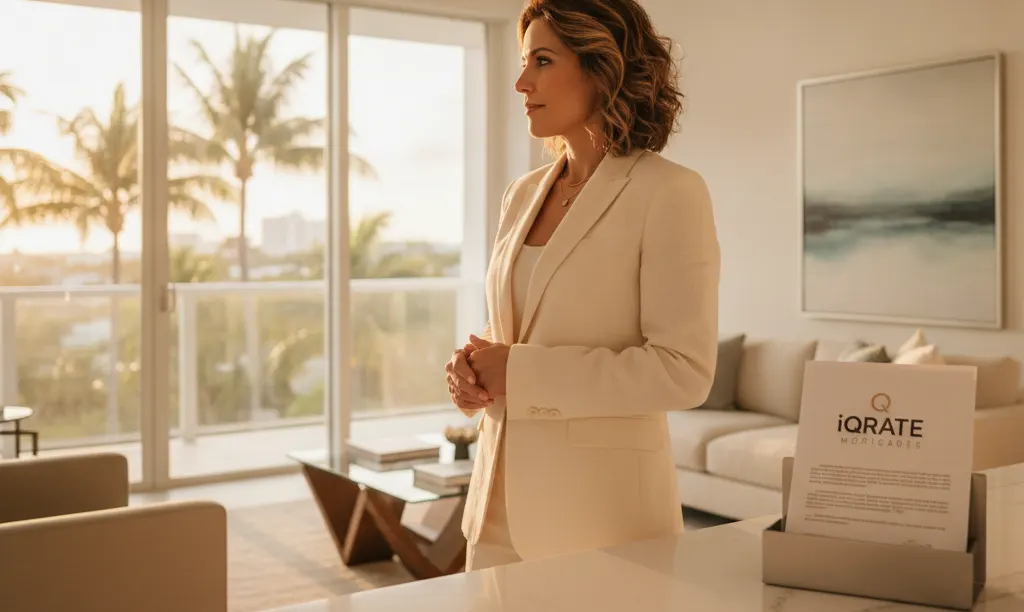 Entrepreneur in new Miami home with iQRATE Mortgages.