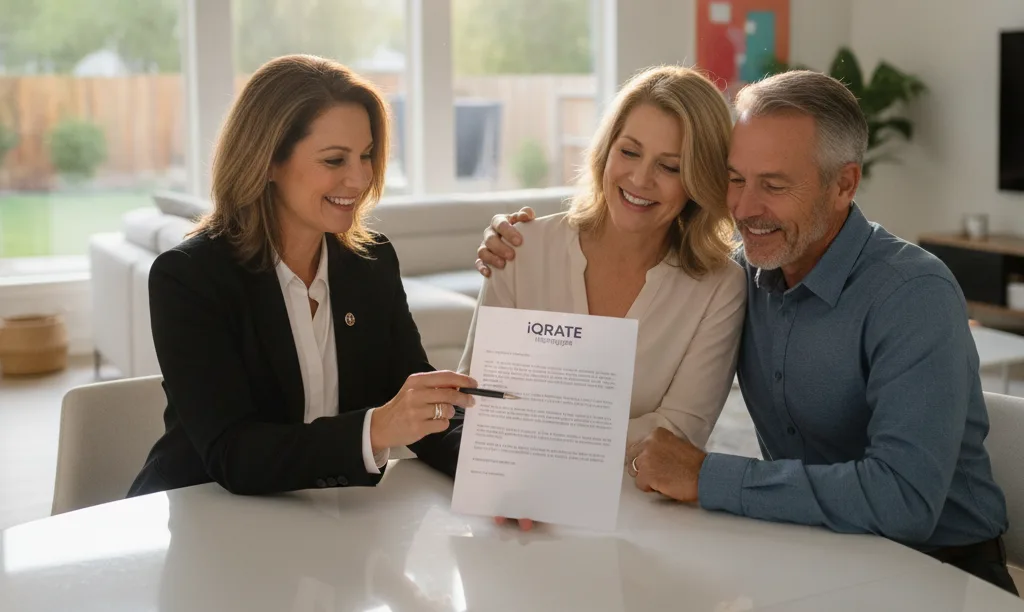 Listing agent confidently presents iQRATE Mortgages offer.