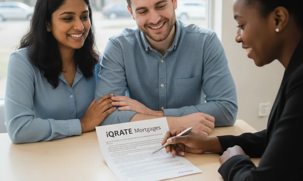 Couple finding solutions with an iQRATE Mortgages advisor.