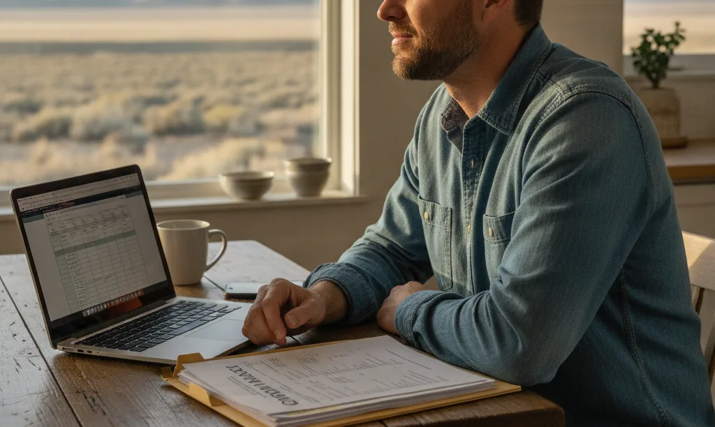 Veteran reviewing iQRATE Mortgages documents in Reno.