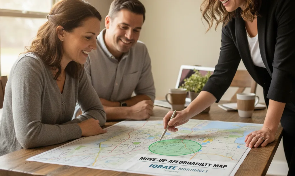 Couple reviewing a Move-Up Map with advisor.