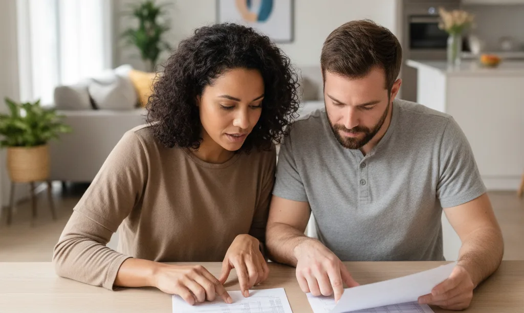 Couple in Tampa comparing iQRATE Mortgages documents.