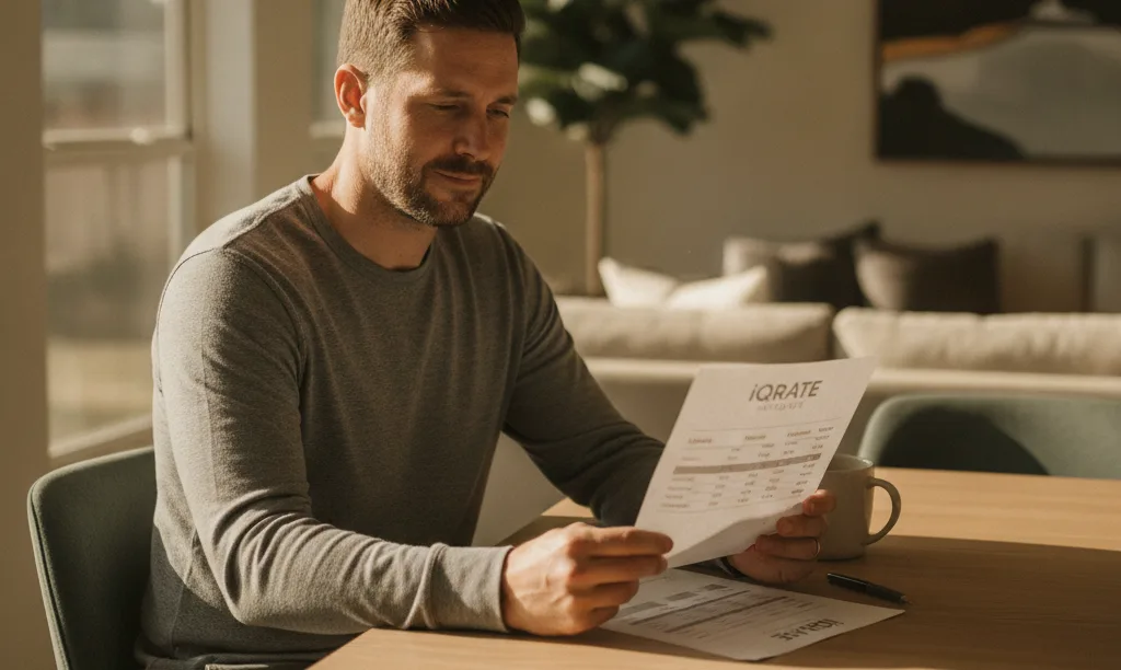 Veteran in Dallas home reviews iQRATE Mortgages loan terms.