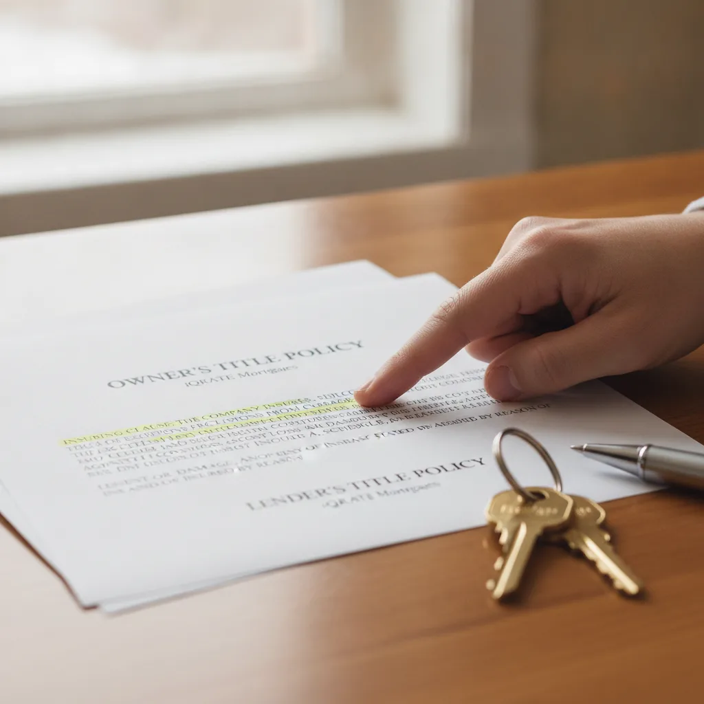 A comparison chart showing the differences between a lender's and owner's title insurance policy.