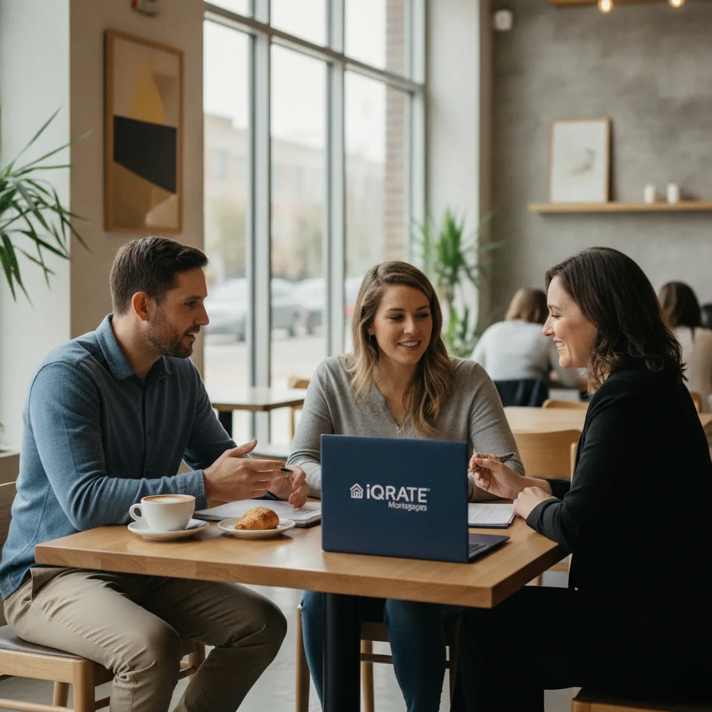A real estate agent presenting a winning offer to a happy seller.