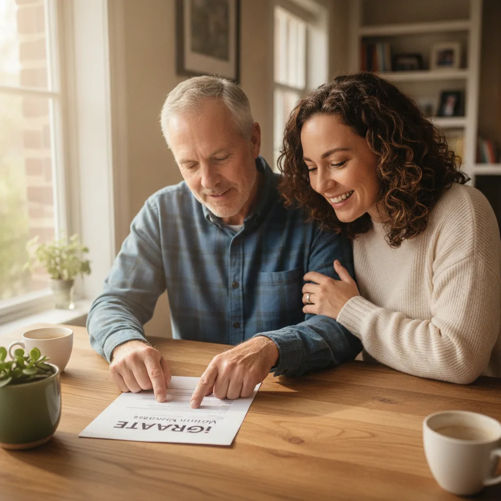 Veteran homeowner celebrating a successful mortgage approval.