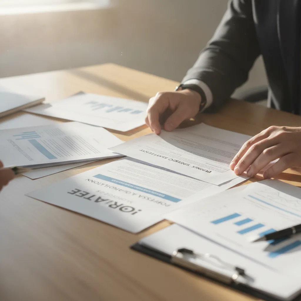 A person reviewing financial documents for a mortgage application.