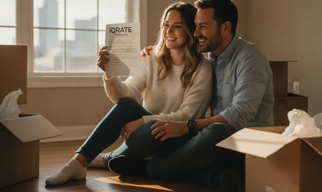 Happy couple celebrating their new Dallas home.