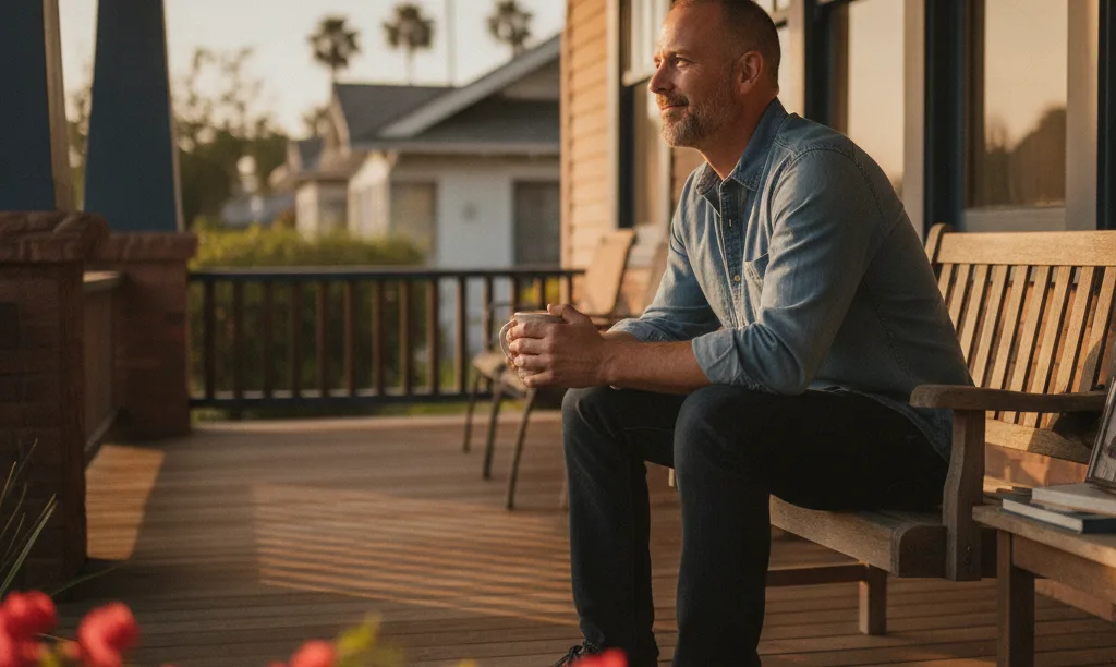 Veteran reflects hopefully on his new San Diego porch.