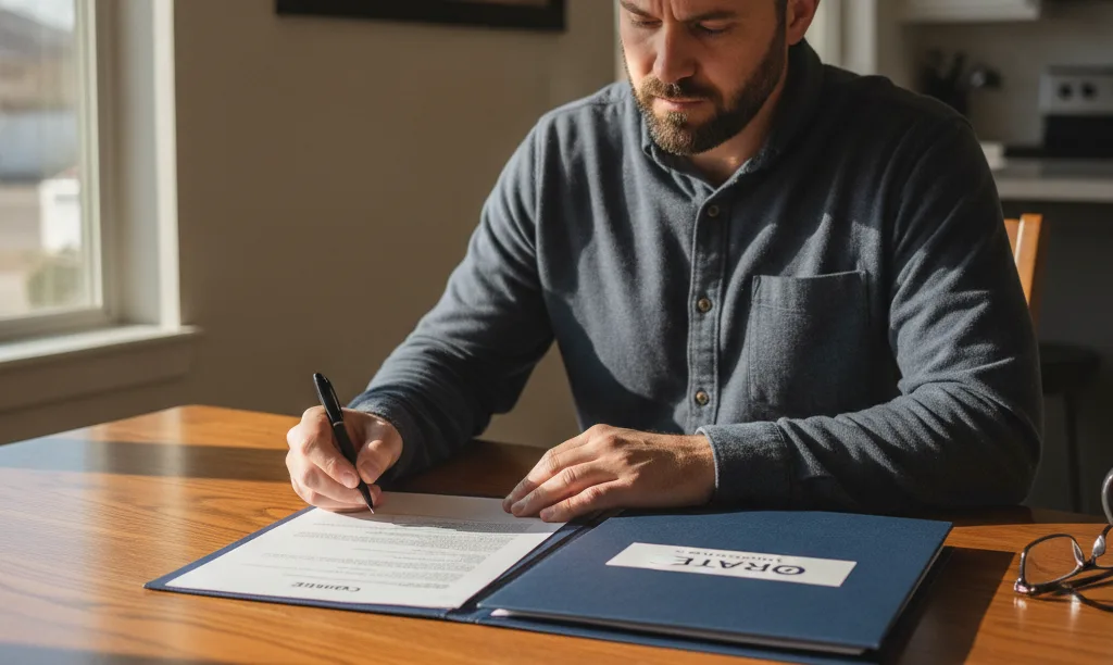 Man reviewing documents planning his Nevada mortgage.