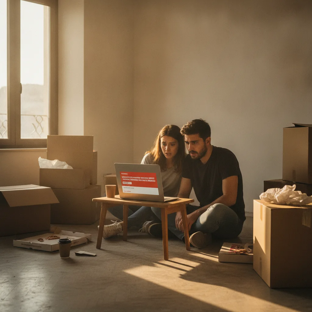 Frustrated homeowner writing a negative online review about their mortgage experience.