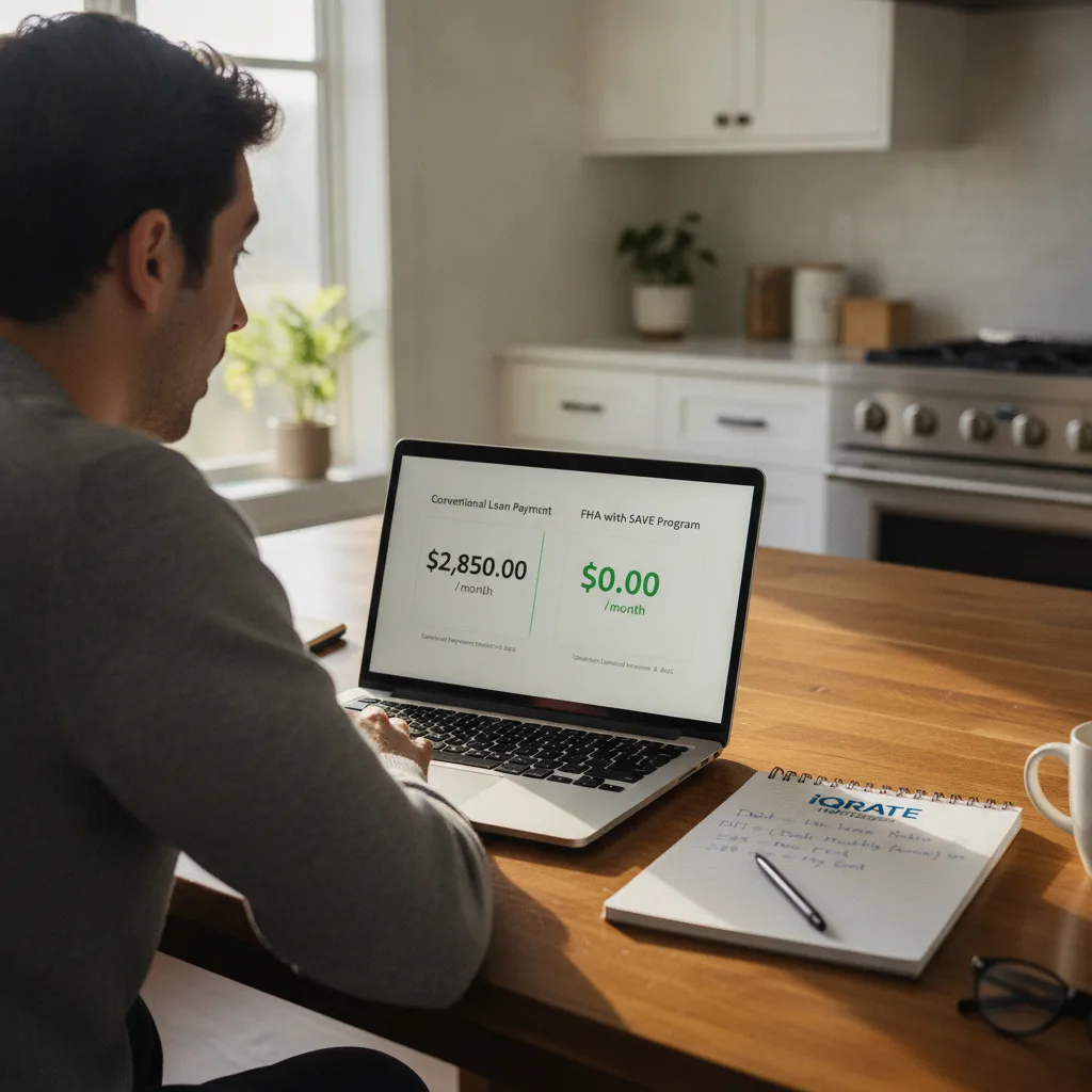 A person reviewing loan documents for FHA and conventional options.