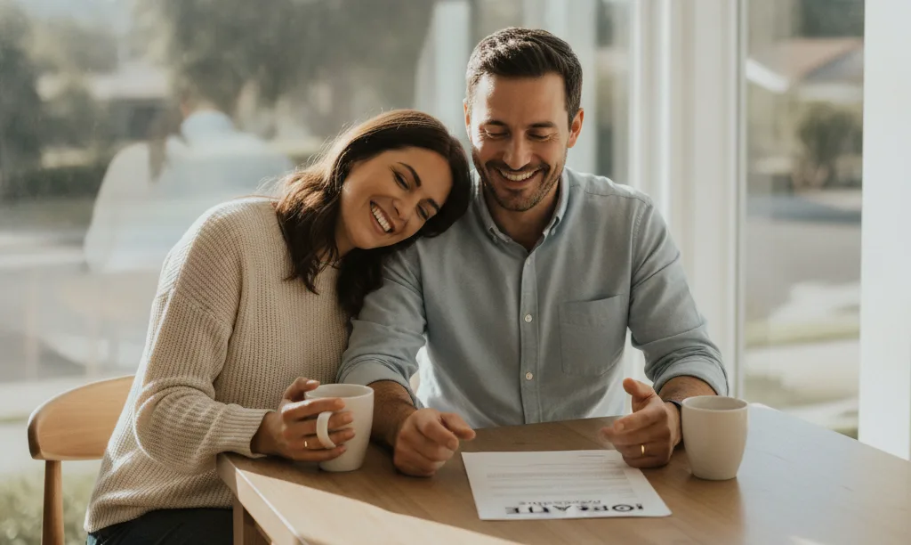 Couple celebrating their new San Jose home.