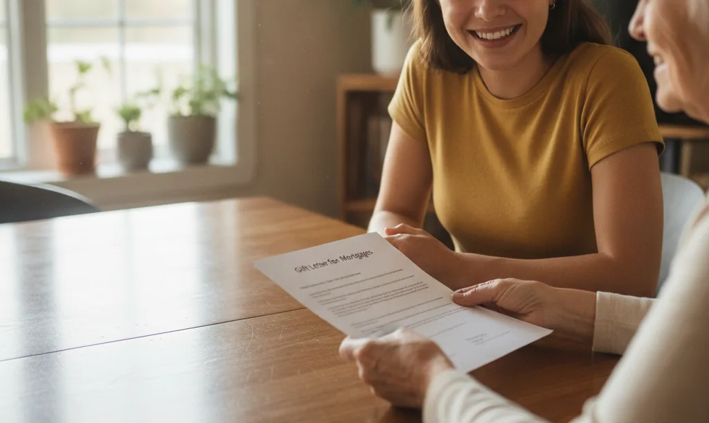 Friend giving a young homebuyer a gift letter.