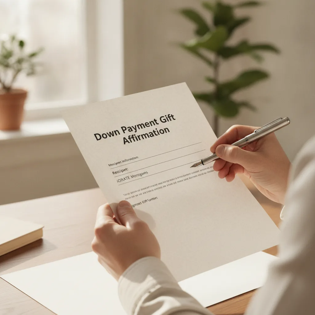Couple signing a gift letter for a mortgage.