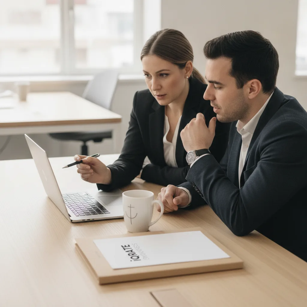 Real estate agent and client having a positive meeting with a low-risk lending partner.