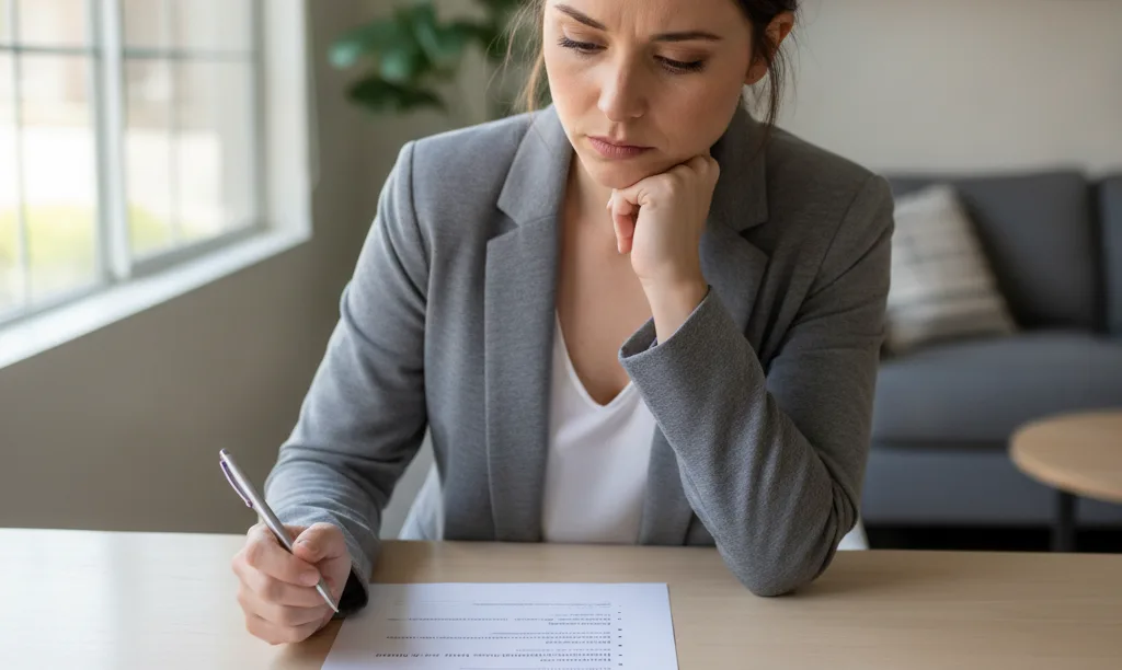 A person carefully reviewing an iQRATE Mortgages document.