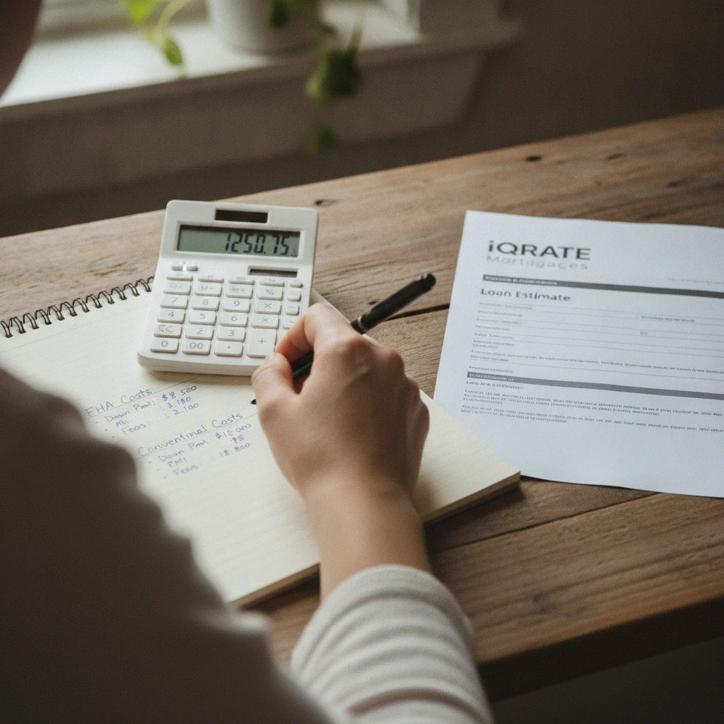 A homebuyer performing a cost analysis of FHA and conventional loans