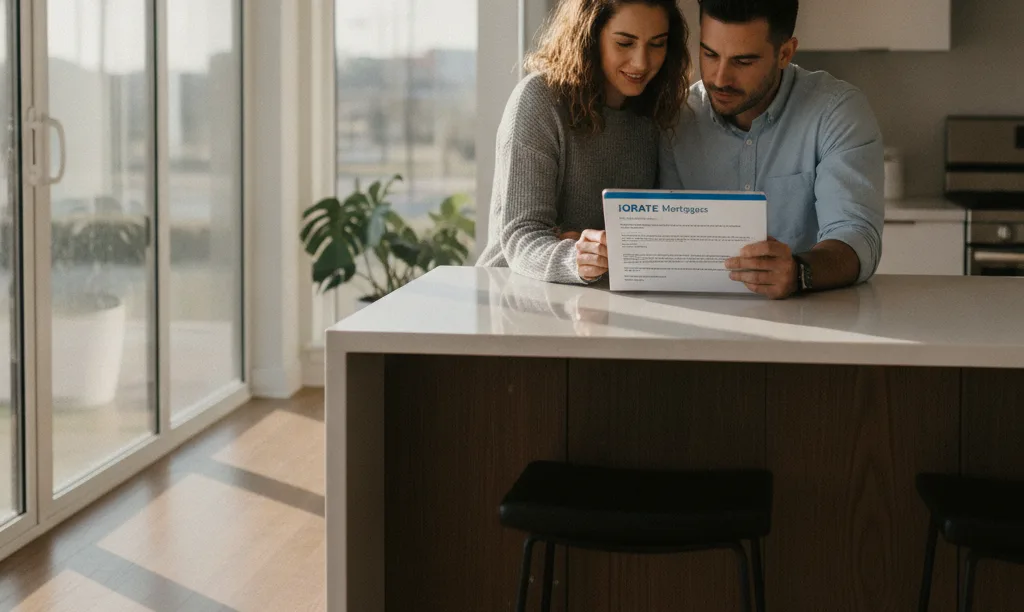 A couple thoughtfully reviewing mortgage options in Houston.