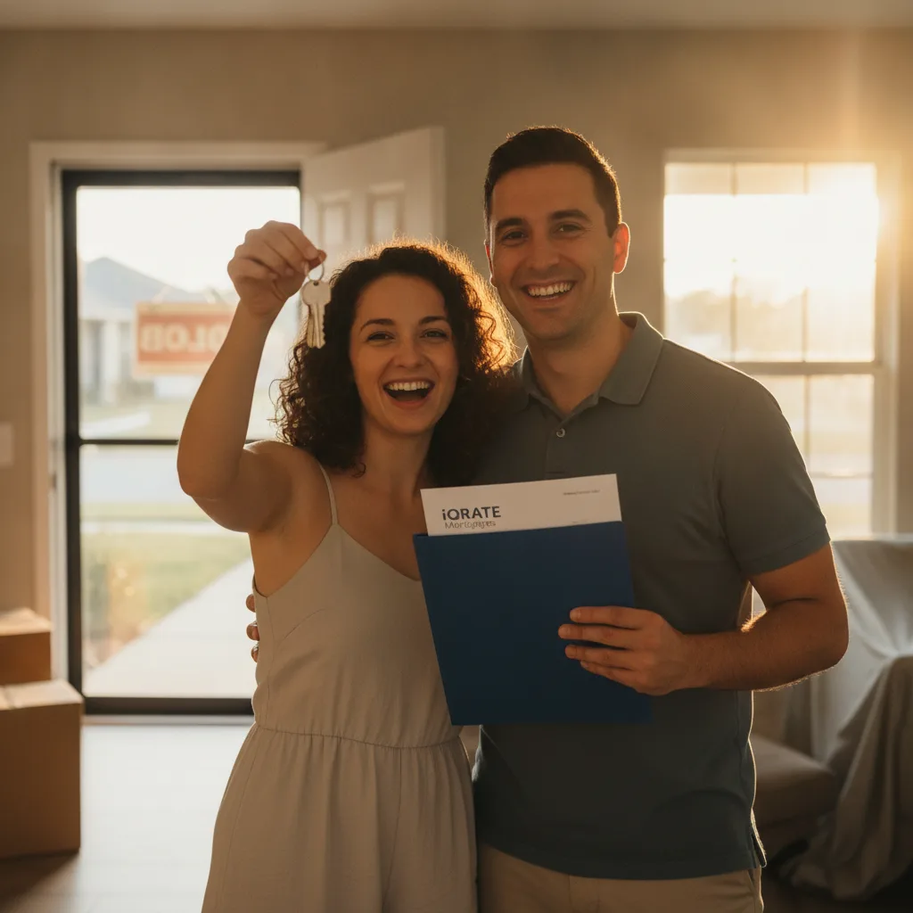 Family standing in front of their new home in Orlando