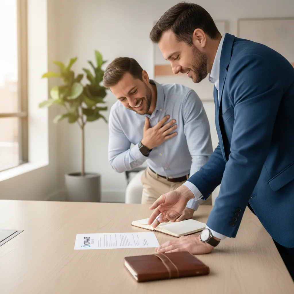 Business owner reviewing financial documents for a mortgage application.