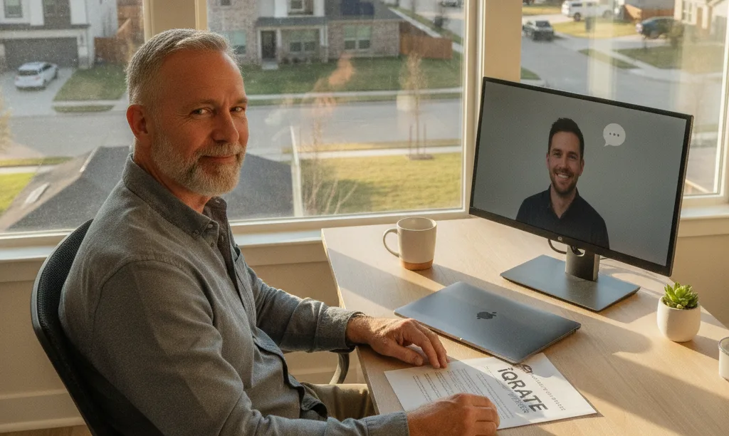 Veteran working remotely from new Austin home.