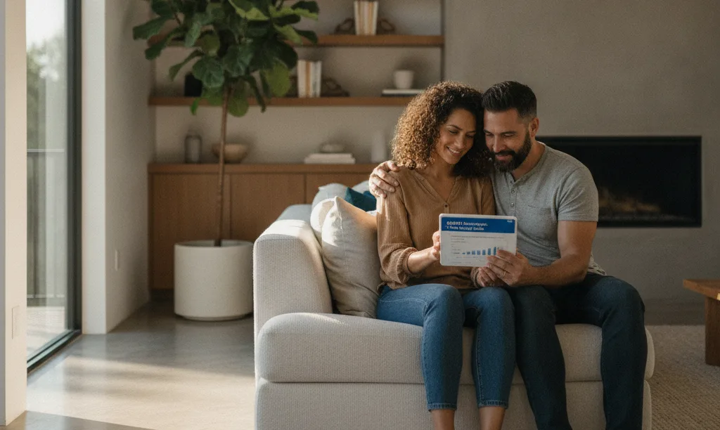 Couple confidently reviewing their Texas home equity guide.