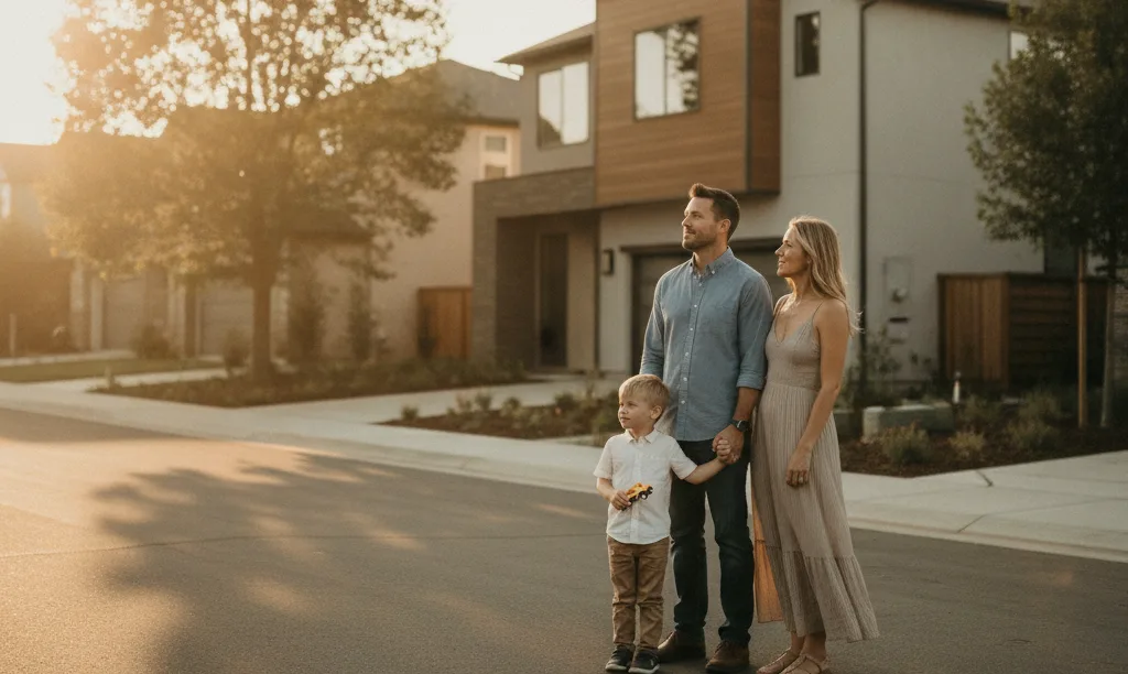 California family thoughtfully considering a new home.