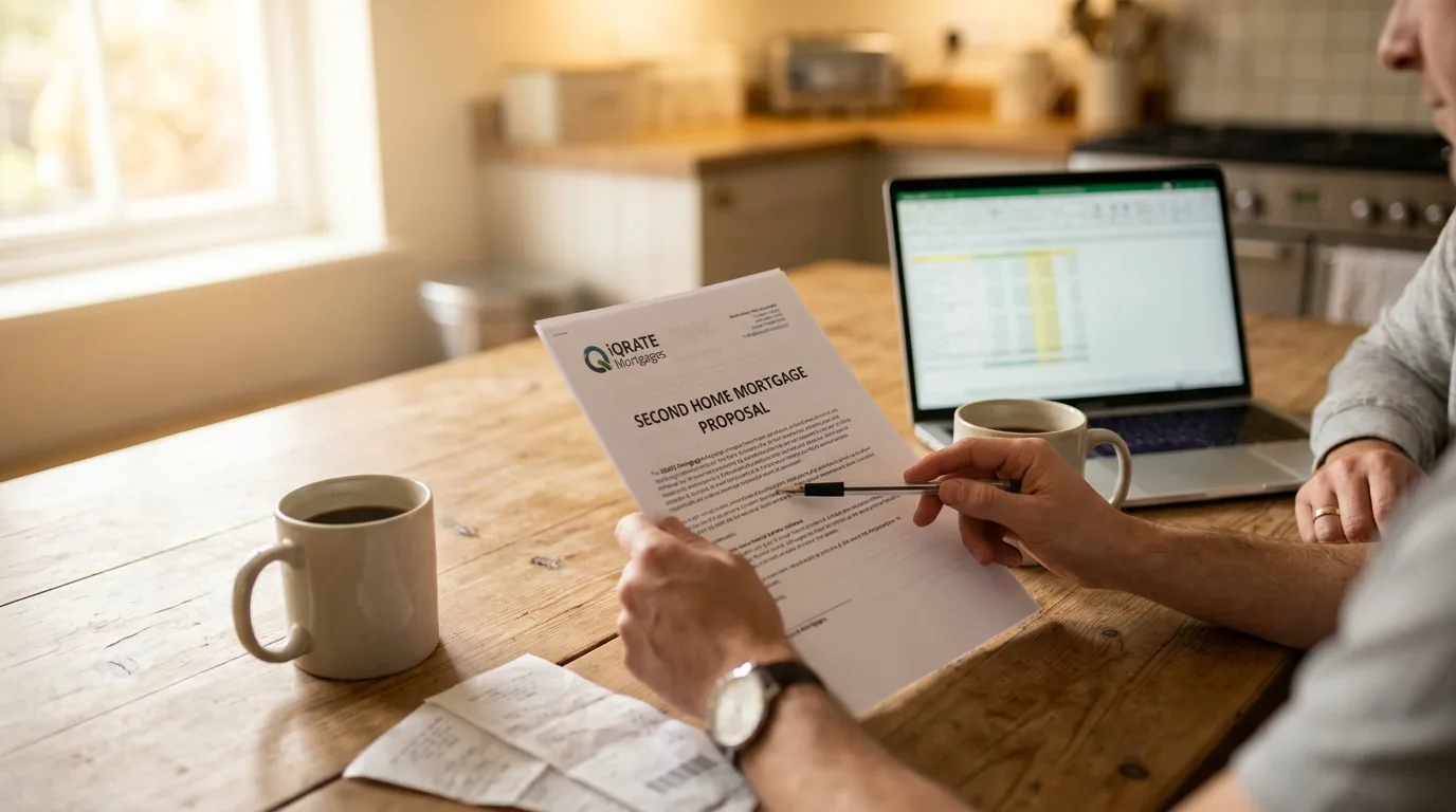 Couple reviewing mortgage documents for their second home