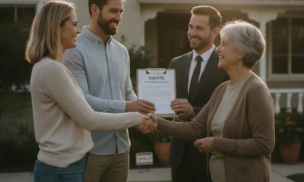 Homebuyers successfully negotiating their California home purchase.