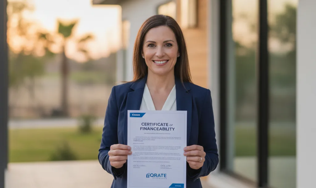 Dallas real estate agent holding iQRATE Mortgages certificate.