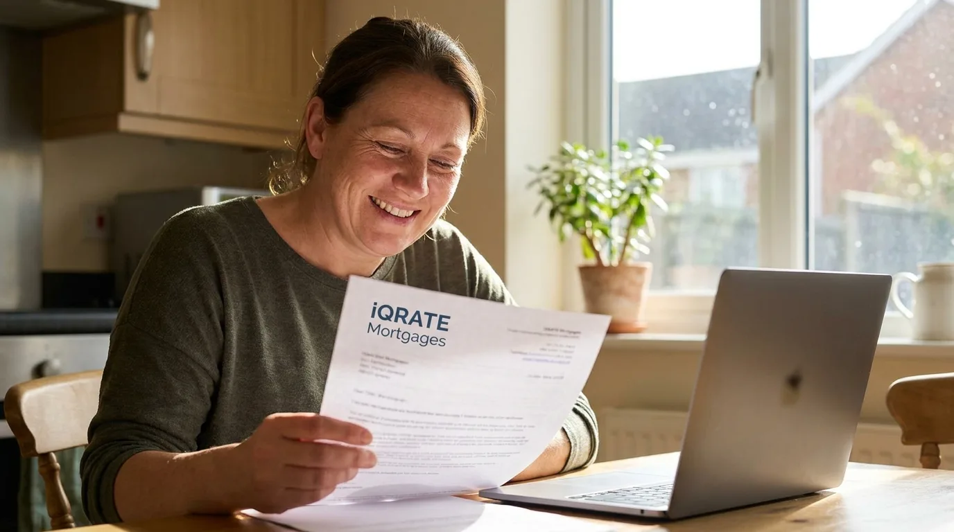 Underwriter manually reviewing a mortgage application file.