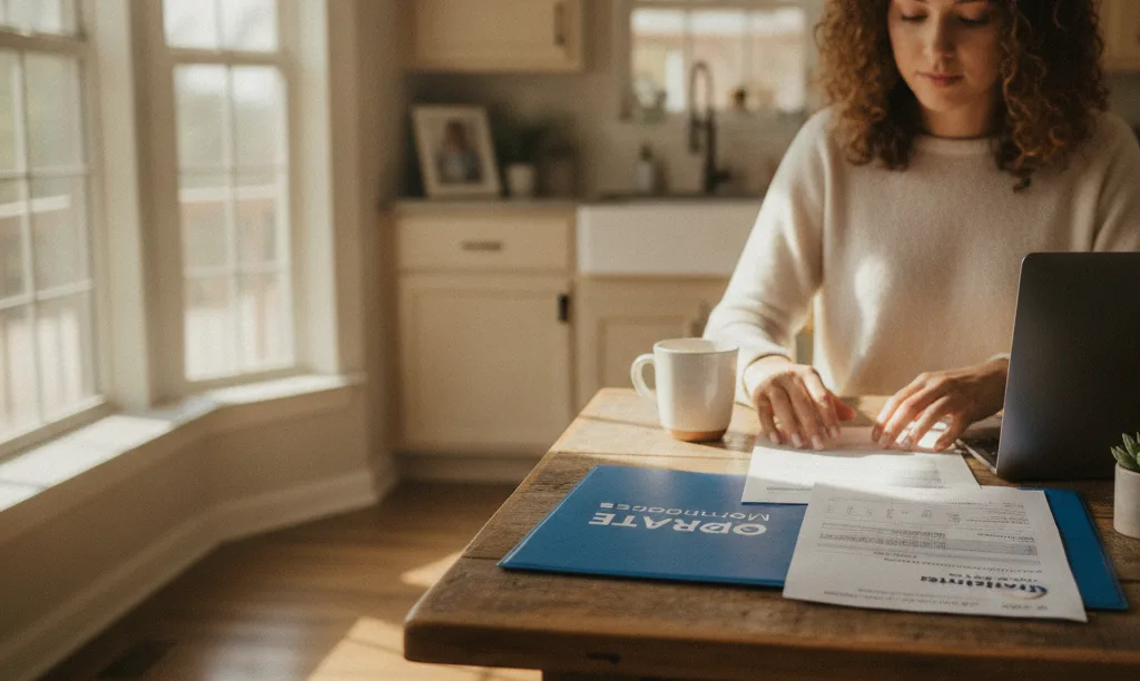 Person at table reviewing alternative credit documents.