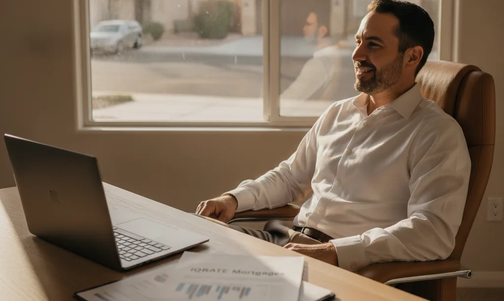 S-Corp owner in Las Vegas office reviewing finances.