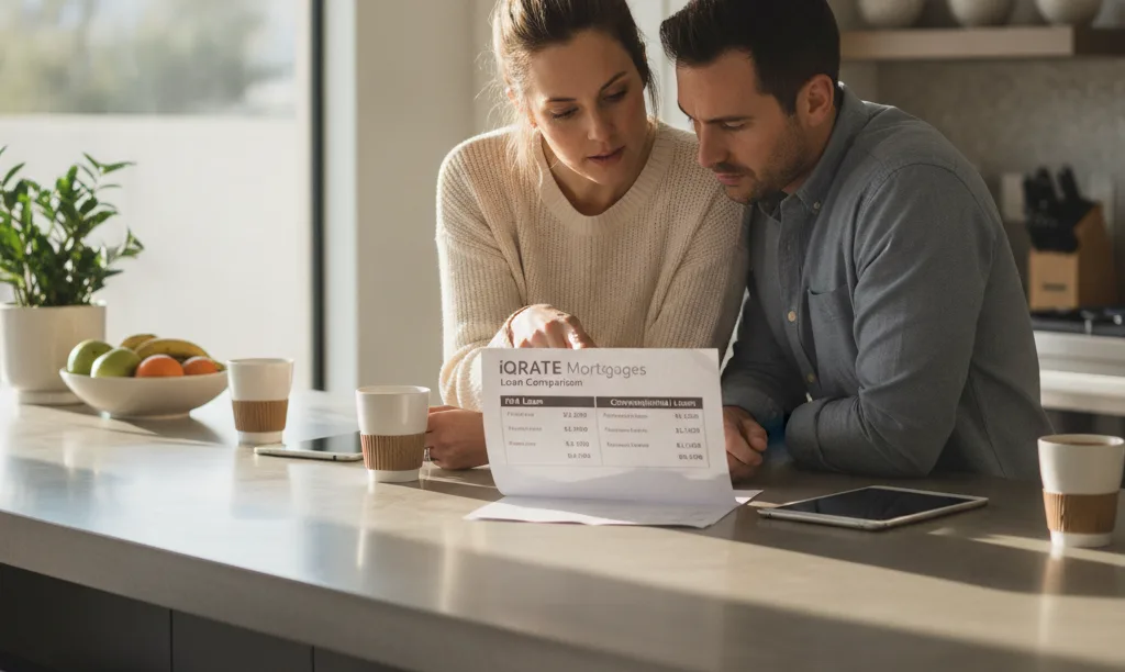 Couple comparing FHA and Conventional loans in Texas.
