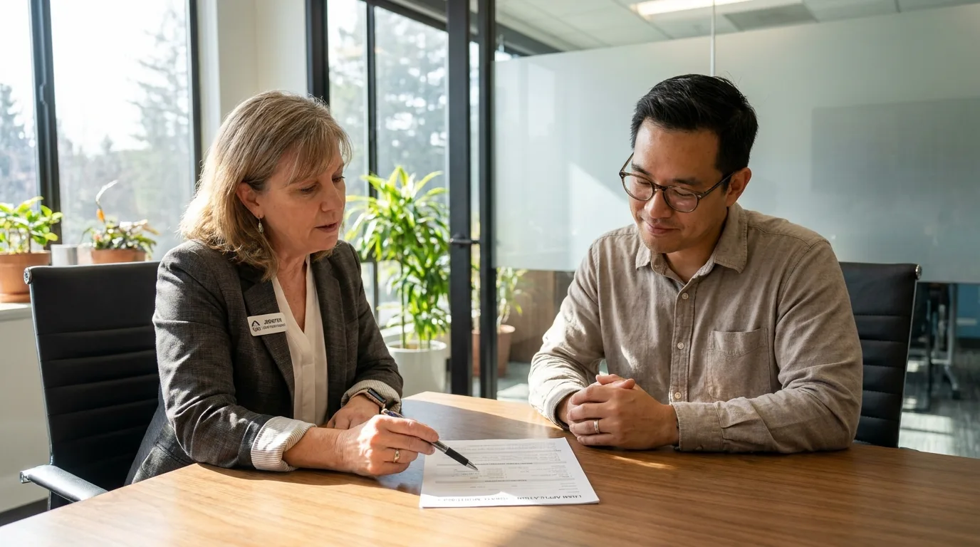 A person reviewing financial documents for a mortgage application.