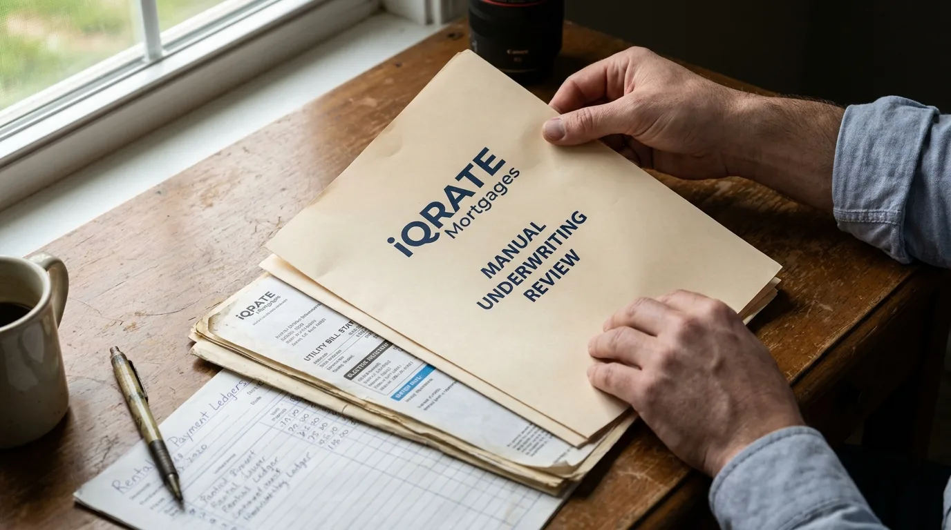 Magnifying glass focusing on a sparse credit report, illustrating a thin credit file.